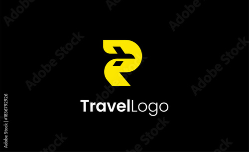 Travel Logo Airplane icon and Letter R, Travel agency illustration modern and minimalist concept.