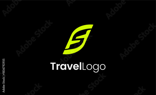Travel Logo Airplane icon and Letter S, Travel agency illustration modern and minimalist concept.