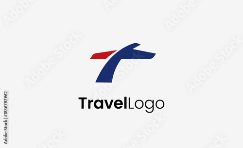 Travel Logo Airplane icon and Letter T, Travel agency illustration modern and minimalist concept.