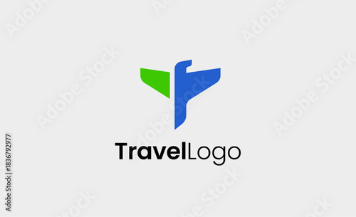 Travel Logo Airplane icon and Letter T, Travel agency illustration modern and minimalist concept.