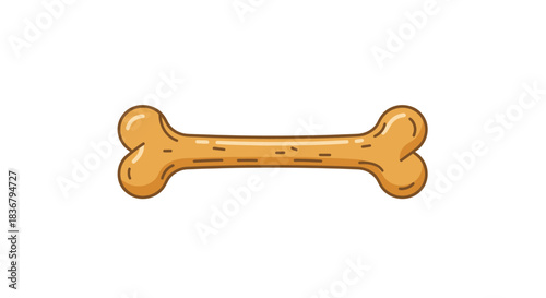 Cartoon Dog Bone Illustration with Rounded Ends and Tan Color.
