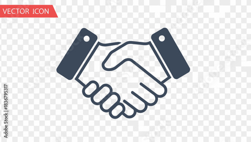 Handshake vector icon representing business agreement, partnership, deal, success, collaboration, and greeting symbol.