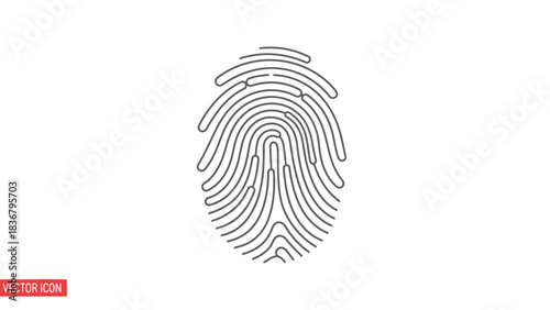 Fingerprint icon vector. Biometric identification symbol for security, privacy, access control, and unique personal identity.