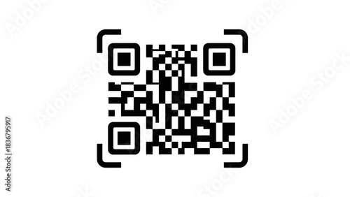 Black and white QR code for quick digital scanning, mobile access, data information, and modern technology interface