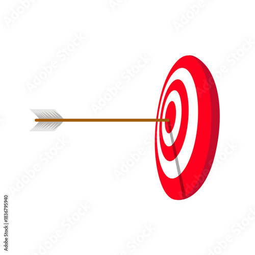 Vector illustration of arrow hitting the target