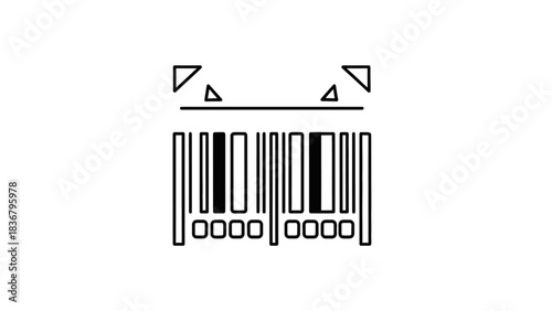 Outline Barcode Scanning Icon for Product Identification, Retail Systems, and Digital Data Access Technology