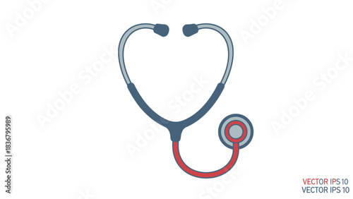 Modern medical stethoscope icon illustration for healthcare diagnosis, doctor consultation, and patient check-up equipment