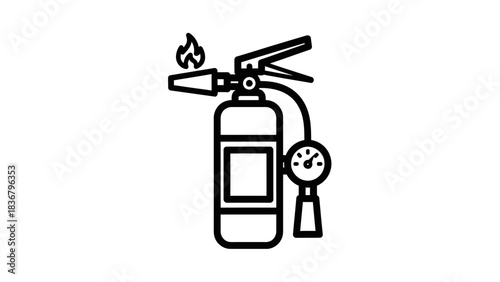 Fire extinguisher icon. Emergency safety equipment symbol for fire protection, industrial security, and hazard prevention.