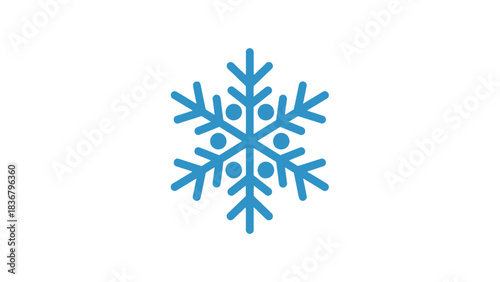 Blue snowflake icon vector illustration. Simple minimalist graphic symbol of winter, frost, cold weather, and snow. Ice crystal element.