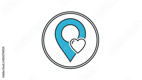 Heart Location Pin Icon. Favorite Place Symbol. Romantic Travel Destination Marker. Love Geo Tag Concept Vector Graphic.