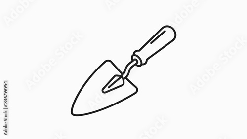 Simple Outline Icon of a Hand Gardening Trowel Tool for Digging, Planting, and Cultivating Soil in Horticulture