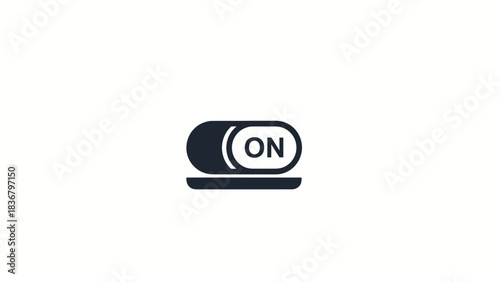 Digital ON toggle switch icon. Modern flat design UI element for power activation, settings, and user interface control.