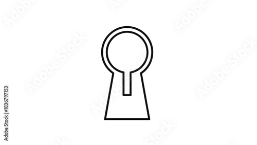 Simple outline keyhole icon on white background, black linear symbol of access, secret, security, and unlock concept