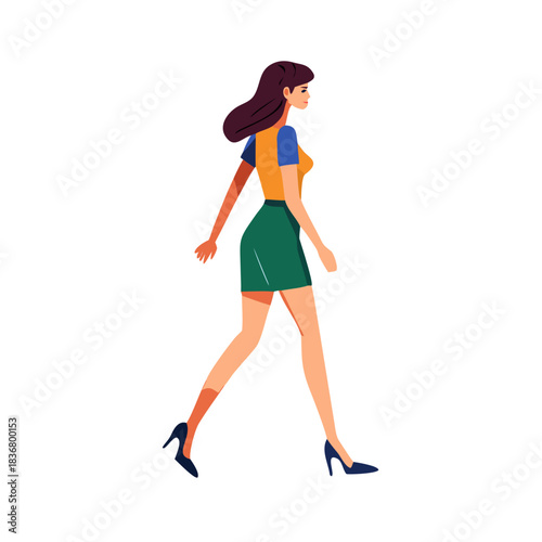 Full animation of a girl's gait in heels. Beautiful woman with a perfect figure, character for animation.