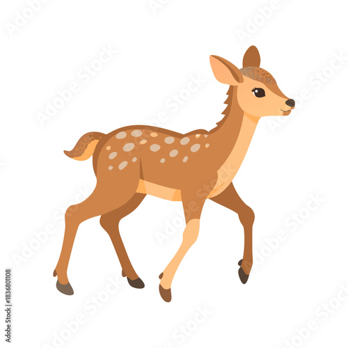 Spotted deer's walking cycle for animation. Steps of deer cub.