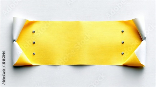 Yellow Paper Banner with Rolled Edges and Metal Pins