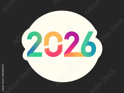 2026. New year design simple color
