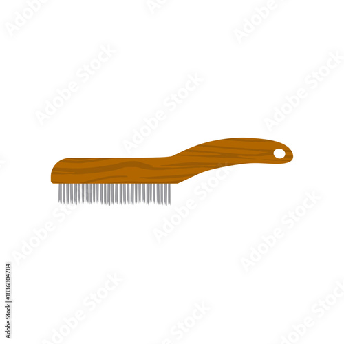 wire brush flat design vector illustration isolated on white background. steel wirebrush for drill clean off old metal sheet with rust. Wire cleaning brush. Cleaning metal embedded from concrete.