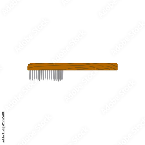 wire brush flat design vector illustration isolated on white background. steel wirebrush for drill clean off old metal sheet with rust. Wire cleaning brush. Cleaning metal embedded from concrete.