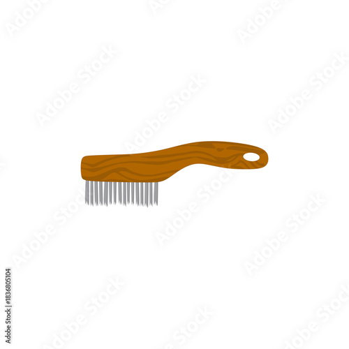 wire brush flat design vector illustration isolated on white background. steel wirebrush for drill clean off old metal sheet with rust. Wire cleaning brush. Cleaning metal embedded from concrete.