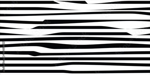 Black and white wavy stripes pattern. Abstract horizontal lines creating optical illusion and modern minimalist design. Seamless vector background for textile, wallpaper, or graphic design.eps10