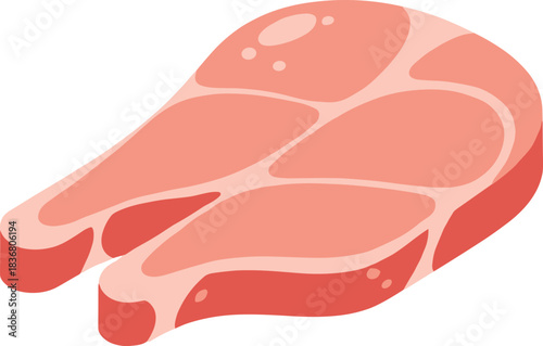 Cartoon raw steak, meat illustration vector, beef slice clipart, food ingredient design, protein source, butcher style, cooking element, red meat drawing, kitchen art