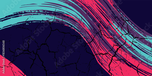 neon background brush game blue pink purple banner abstract paint stain vintage modern car wrap sticker, Modern, Eps 10.