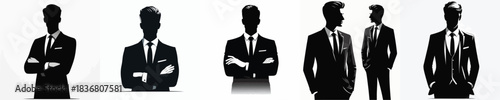  VECTOR MAN IN SUIT SILHOUETTE WHITE BACKGROUND