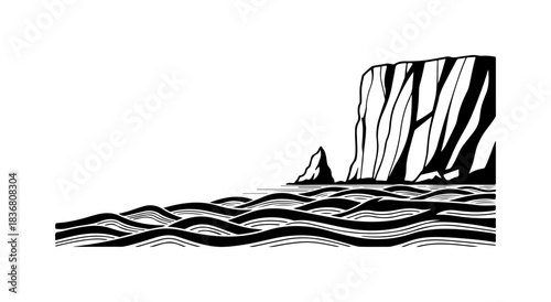 Cliffside view with ocean waves