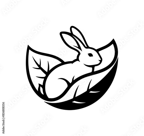Rabbit inside leaf vector art