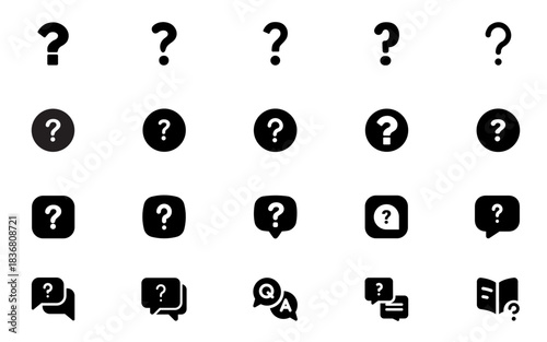 Question Icon Vector Set for Web, Computer, and Mobile App UI Symbols