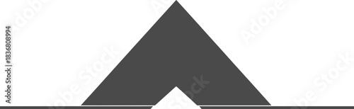 Minimalist triangle illustration with central notch and horizontal line, geometric abstract design, symmetrical shape, and modern vector graphic concept