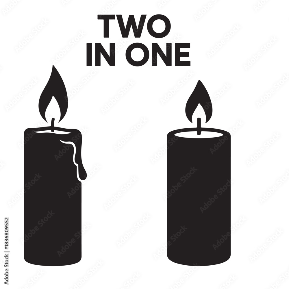 Obraz premium Two candles one melting one intact representing duality and choice isolated 