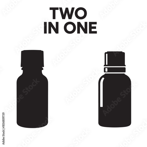 Two bottle icons solid silhouette and outline design for product branding an