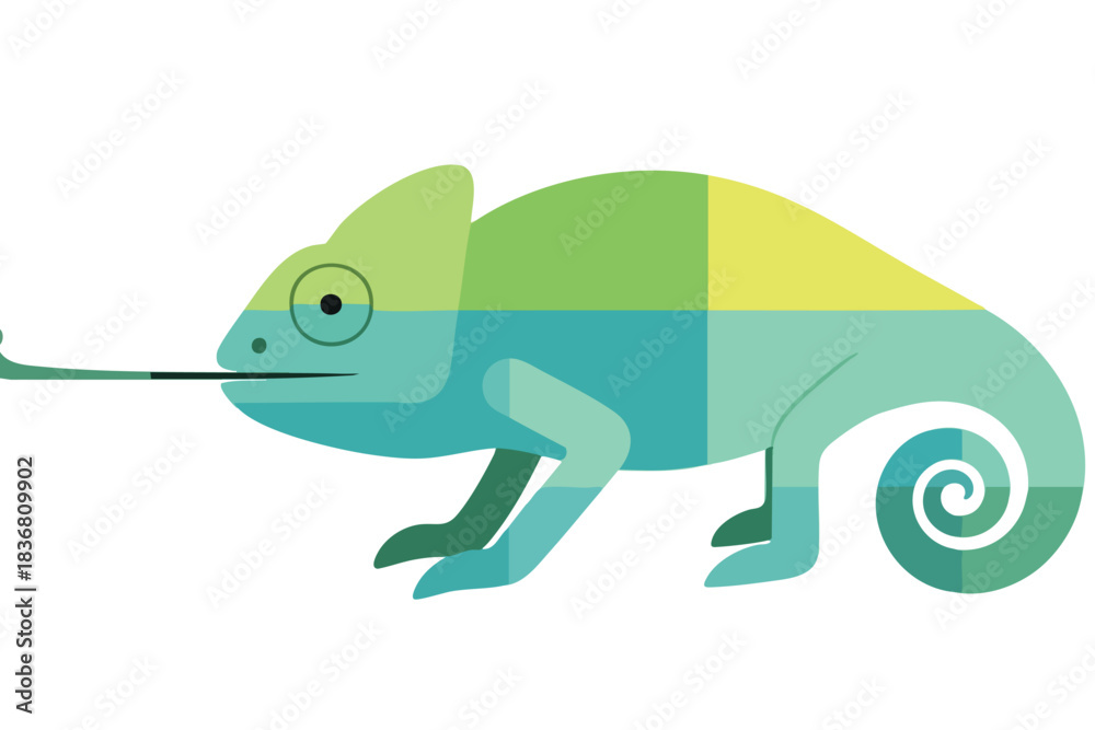 Fototapeta premium Colorful Chameleon Eating a Fly