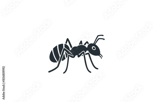 Simple black ant icon on white background