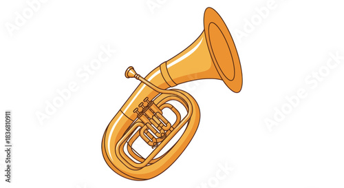 Golden Tuba Illustration with Valves and Bell.