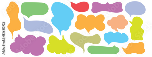 Colorful Doodle Speech Bubble Collection. Hand Drawn Funky Comic Talk Balloons. Funky childish balloons symbol. vector illustration.