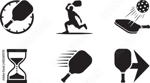 Pickleball icon sport equipment game play competition leisure paddle racket ball