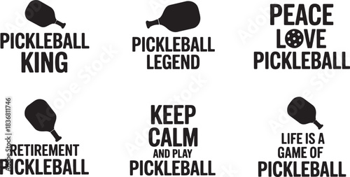 Pickleball king legend retirement life is game peace love calm and play vector illustration