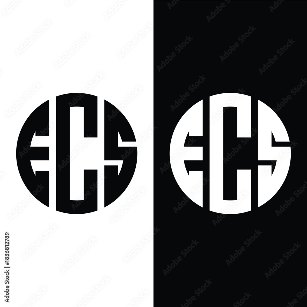 Obraz premium Creative rounded initial letters ECS logo Stock Vector And Vector Art.