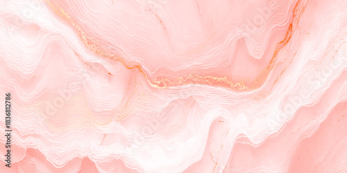 Elegant abstract alcohol ink art in soft pastel pink with delicate golden veins. Fluid marble effect.