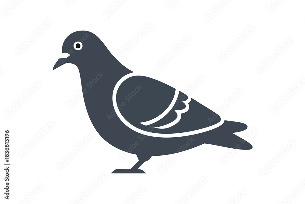 Obraz premium Simple Pigeon Icon on White Background