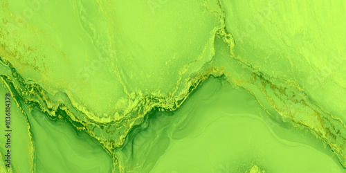 Abstract lime green and gold watercolor alcohol ink fluid background luxury vibrant elegant for tails design.