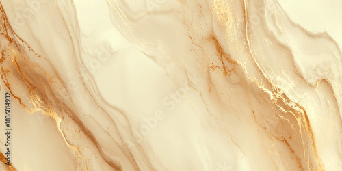 Luxurious polished onyx marble texture with golden veins, creamy white stone surface featuring a creamy white and pale beige background.