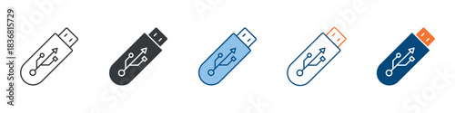 Flash Drive Icon Set Multiple Style Collection 
