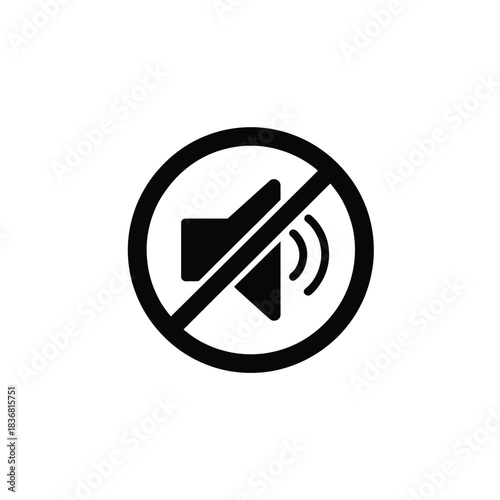 Free Download Bold black speaker icon with a diagonal line through vibrating sound waves for muted audio - GFXLoad