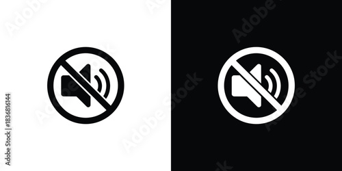 Clear black and white mute audio icons indicating no sound or volume turned off