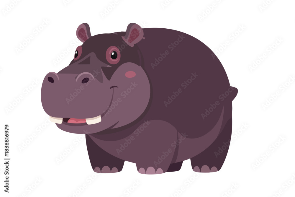Obraz premium Cartoon Hippopotamus Animal Character