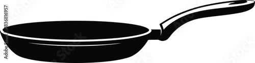 Illustration of Nonstick Fry Pan Cookware with Handle on Transparent Background